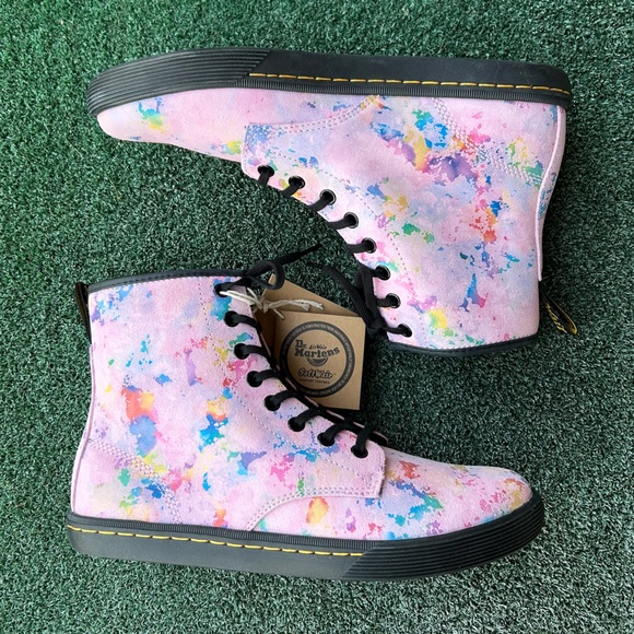 NWT Dr. Martens Sheridan Rainbow Suede Boot Pink 10 - Picture 12 of 14